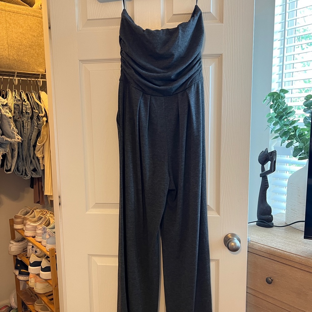 Gray cotton jumpsuit